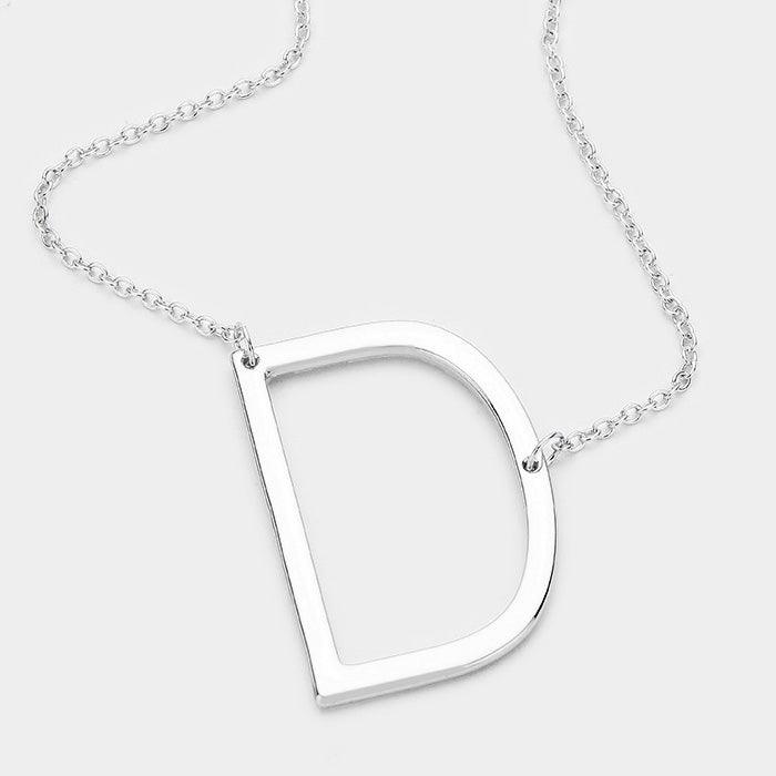 Silver Monogram Metal Pendant Necklace