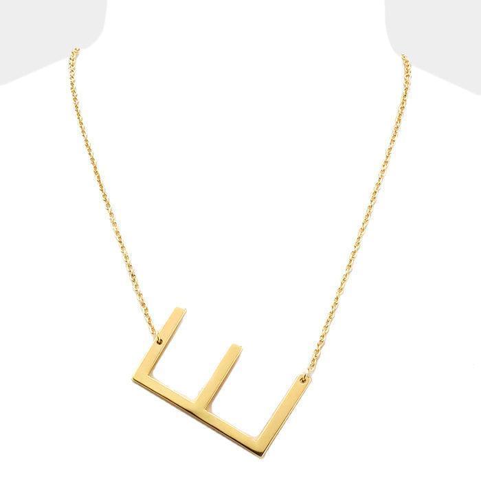 Gold Monogram Metal Pendant Necklace - Jewelry Store by Erik Rayo