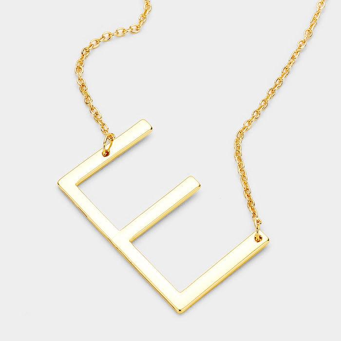 Gold Monogram Metal Pendant Necklace