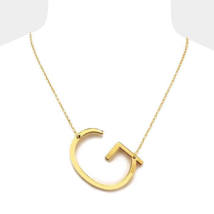 Gold Monogram Metal Pendant Necklace - Jewelry Store by Erik Rayo