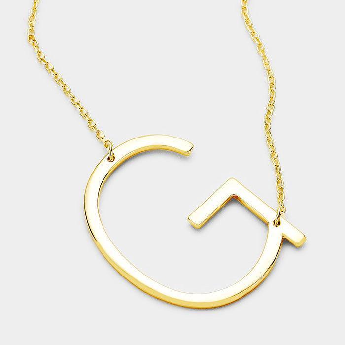 Gold Monogram Metal Pendant Necklace - Jewelry Store by Erik Rayo