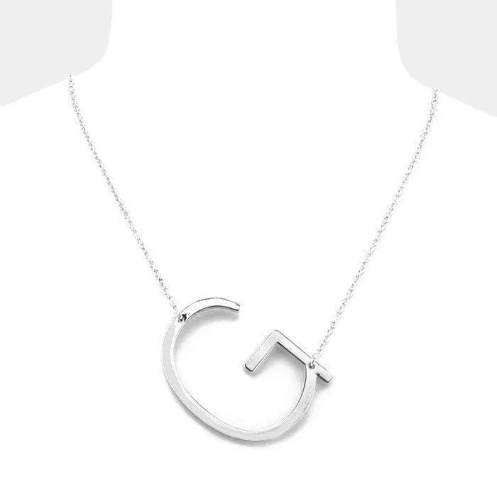 Silver Monogram Metal Pendant Necklace - Jewelry Store by Erik Rayo