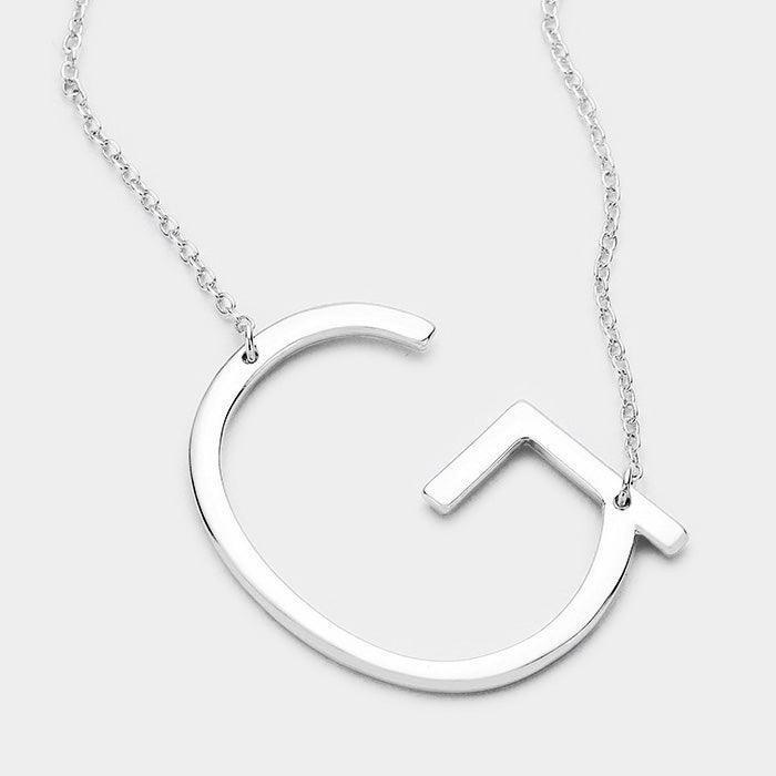 Silver Monogram Metal Pendant Necklace - Jewelry Store by Erik Rayo