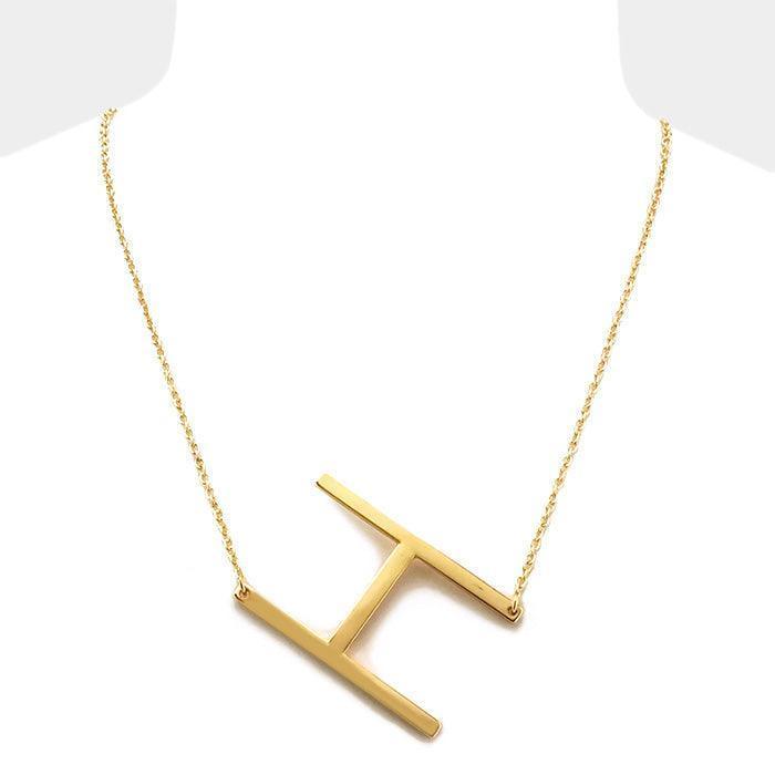 Gold Monogram Metal Pendant Necklace - Jewelry Store by Erik Rayo