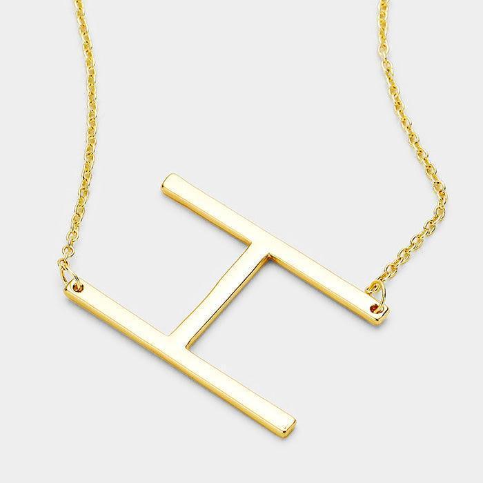 Gold Monogram Metal Pendant Necklace - Jewelry Store by Erik Rayo