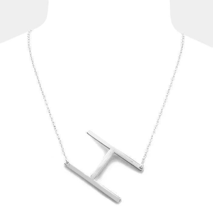 Silver Monogram Metal Pendant Necklace - Jewelry Store by Erik Rayo