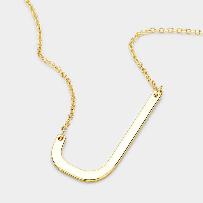 Gold Monogram Metal Pendant Necklace