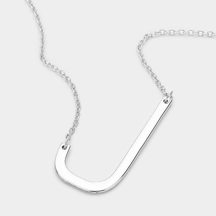 Silver Monogram Metal Pendant Necklace