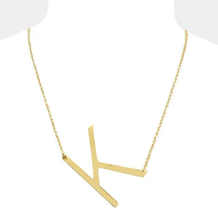 Gold Monogram Metal Pendant Necklace - Jewelry Store by Erik Rayo