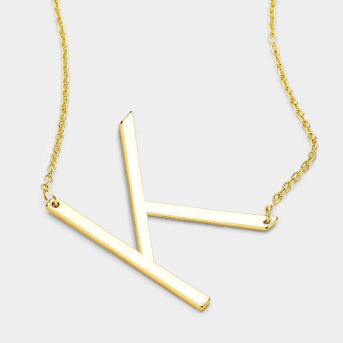 Gold Monogram Metal Pendant Necklace - Jewelry Store by Erik Rayo