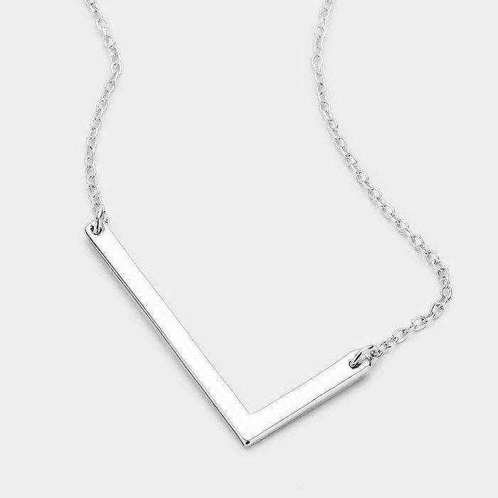 Silver Monogram Metal Pendant Necklace