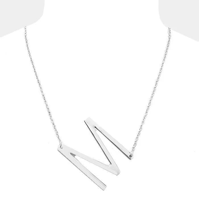 Silver Monogram Metal Pendant Necklace - Jewelry Store by Erik Rayo