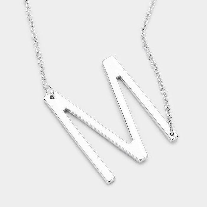 Silver Monogram Metal Pendant Necklace - Jewelry Store by Erik Rayo