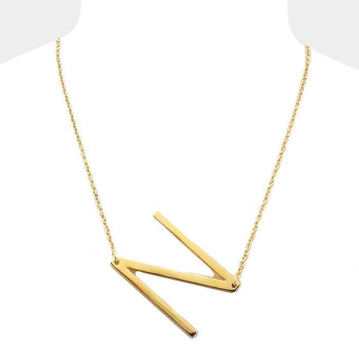 Gold Monogram Metal Pendant Necklace - Jewelry Store by Erik Rayo