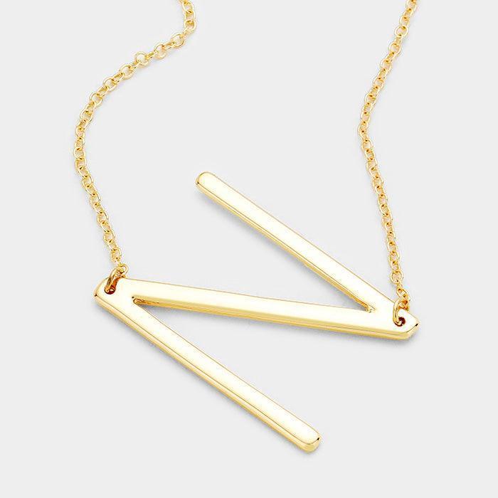 Gold Monogram Metal Pendant Necklace - Jewelry Store by Erik Rayo