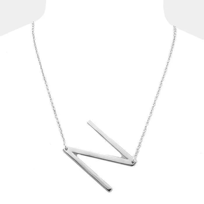 Silver Monogram Metal Pendant Necklace - Jewelry Store by Erik Rayo