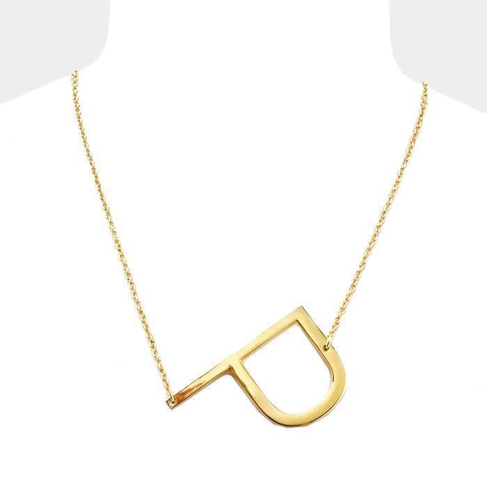 Gold Monogram Metal Pendant Necklace - Jewelry Store by Erik Rayo