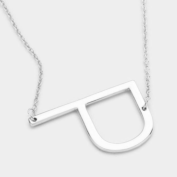 Silver Monogram Metal Pendant Necklace