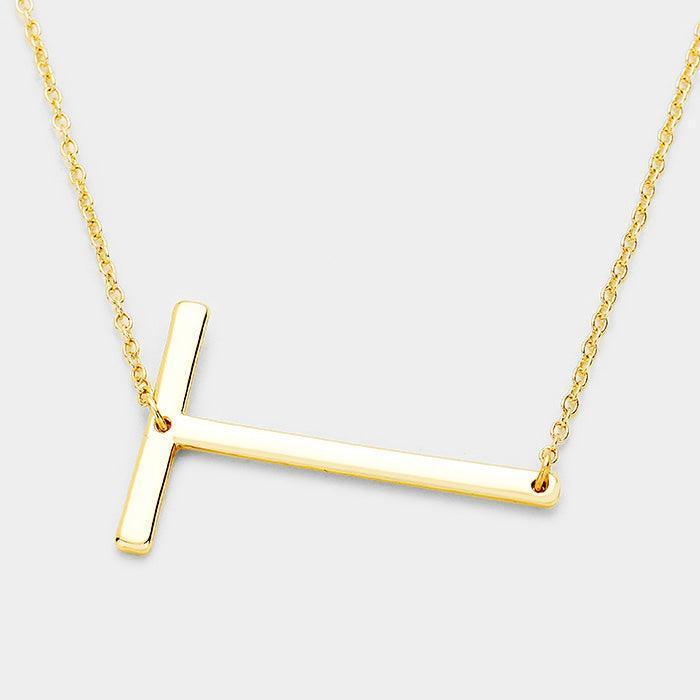 Gold Monogram Metal Pendant Necklace - Jewelry Store by Erik Rayo
