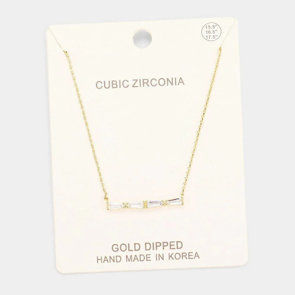 Gold Gold Dipped Cubic Zirconia Row Pendant Necklace - Jewelry Store by Erik Rayo