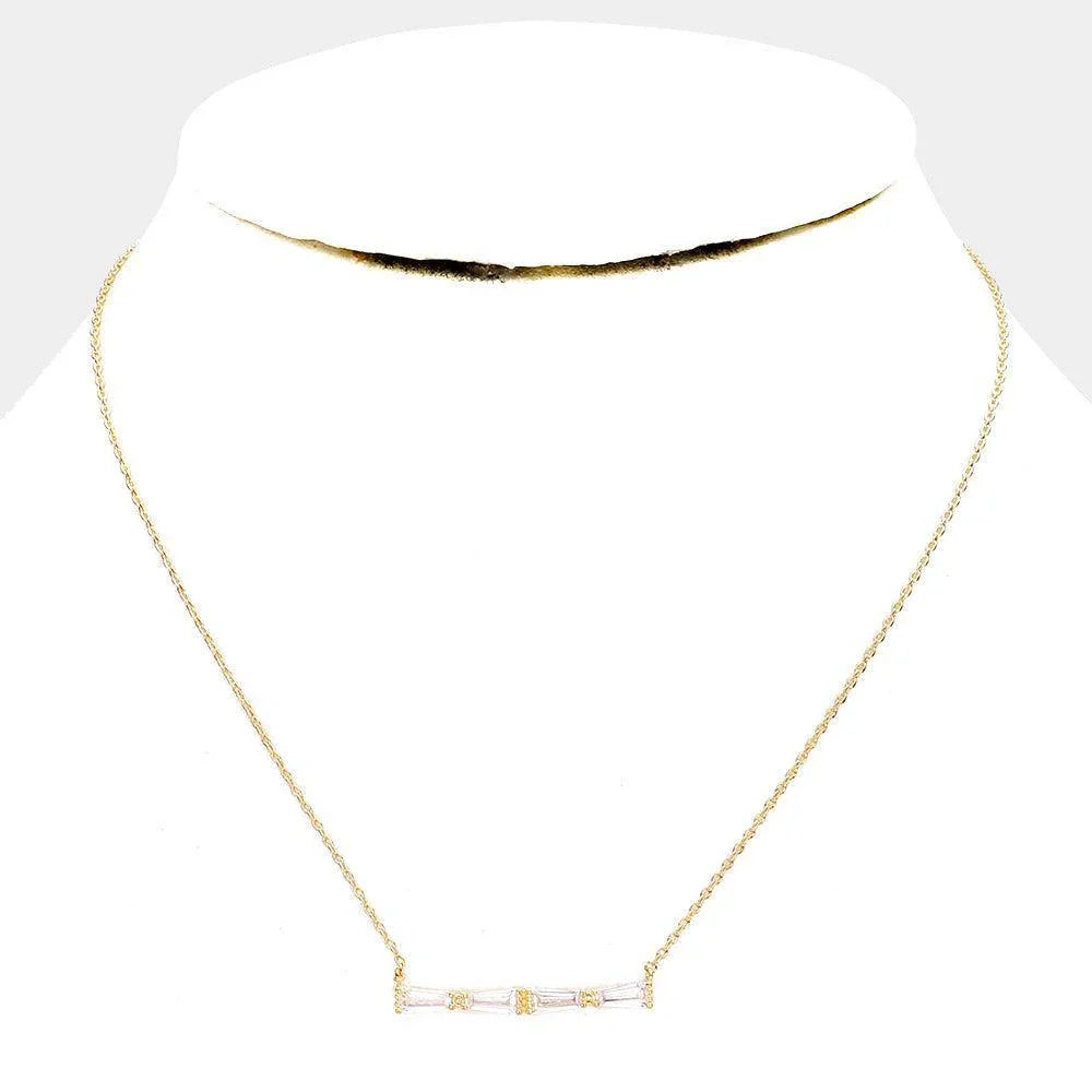 Gold Gold Dipped Cubic Zirconia Row Pendant Necklace - Jewelry Store by Erik Rayo