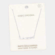 Load image into Gallery viewer, Clear White Gold Dipped Cubic Zirconia Row Pendant Necklace
