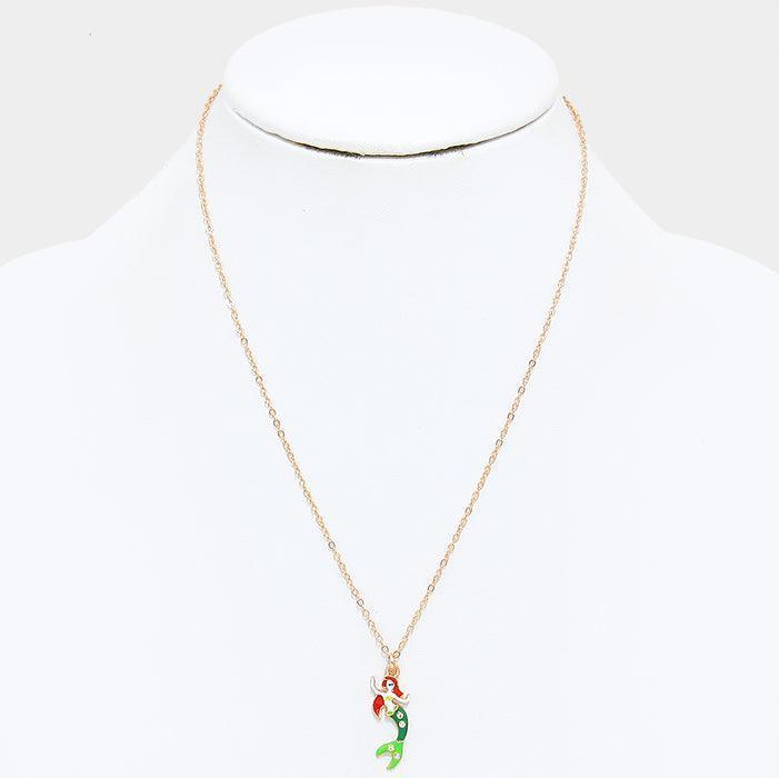 Gold Crystal enamel mermaid pendant necklace - Jewelry Store by Erik Rayo