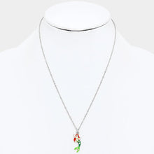 Load image into Gallery viewer, Crystal enamel mermaid pendant necklace
