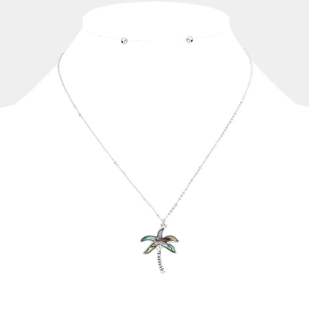 Abalone Palm Tree Pendant Necklace - Jewelry Store by Erik Rayo