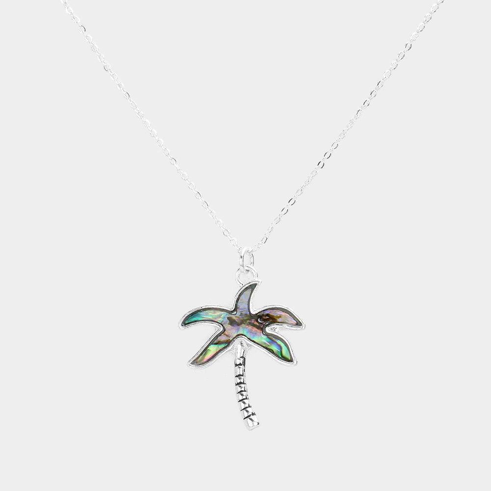 Abalone Palm Tree Pendant Necklace - Jewelry Store by Erik Rayo