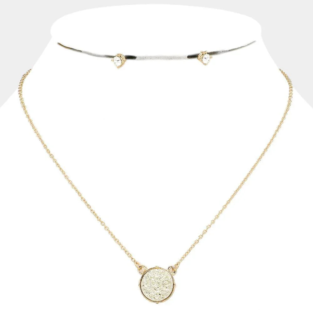 Gold Druzy Stone Pendant Necklace - Jewelry Store by Erik Rayo