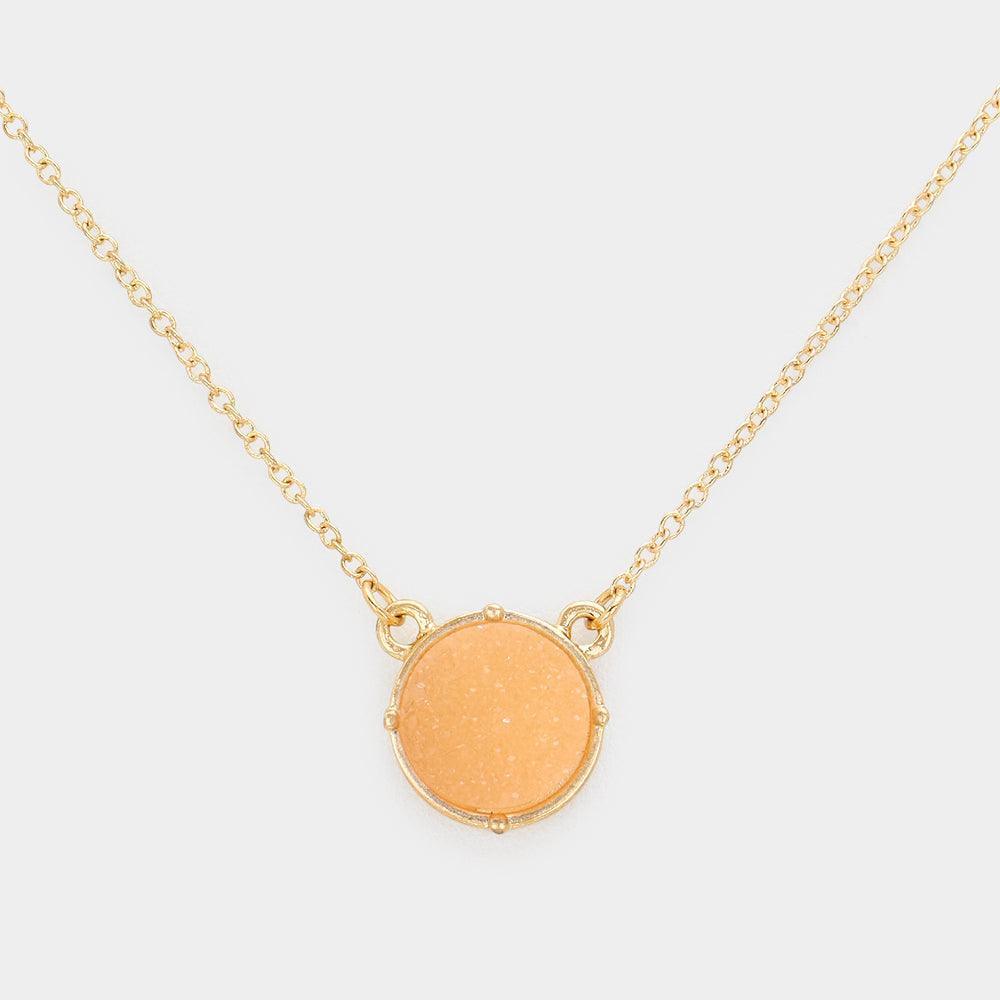 Peach Druzy Stone Pendant Necklace - Jewelry Store by Erik Rayo