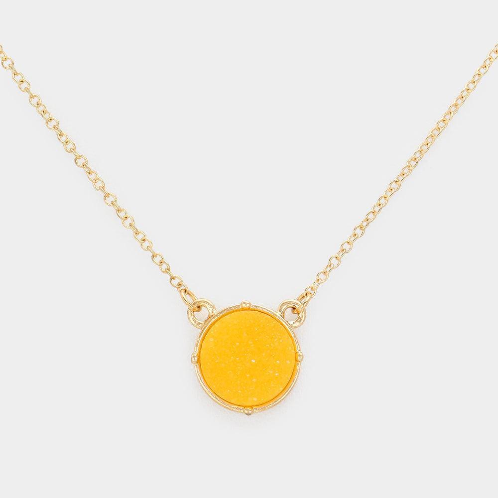 Yellow Druzy Stone Pendant Necklace - Jewelry Store by Erik Rayo