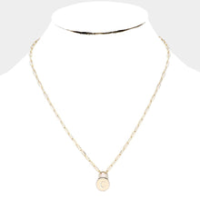 Load image into Gallery viewer, Gold -C- Brass Metal Monogram Lock Pendant Necklace
