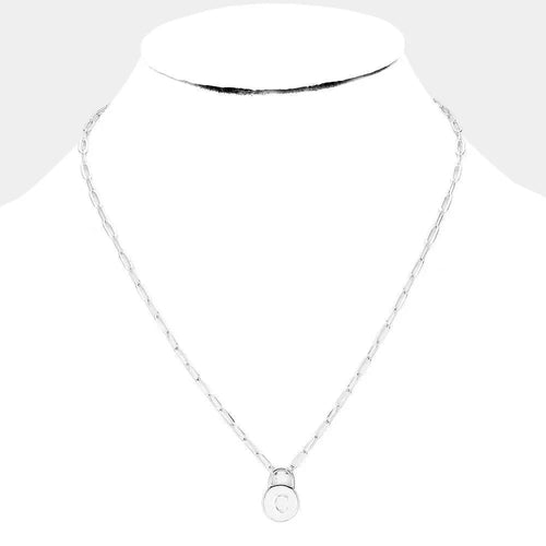 '-C- Brass Metal Monogram Lock Pendant Necklace - Jewelry Store by Erik Rayo