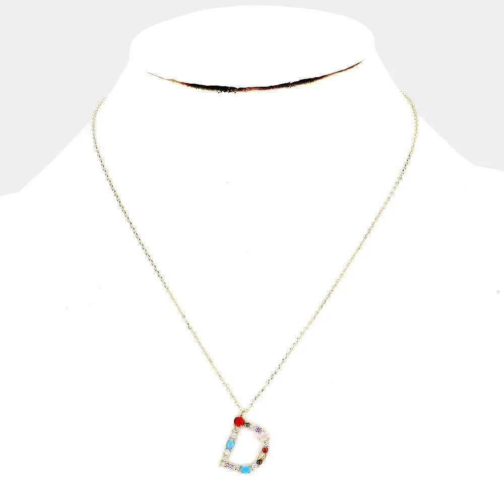 Gold Gold Dipped CZ Letter D Pendant Necklace - Jewelry Store by Erik Rayo