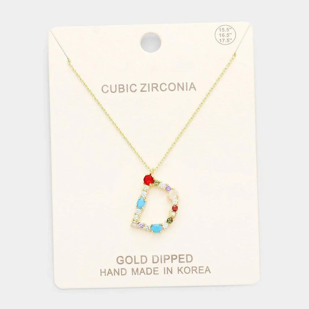 Gold Gold Dipped CZ Letter D Pendant Necklace - Jewelry Store by Erik Rayo