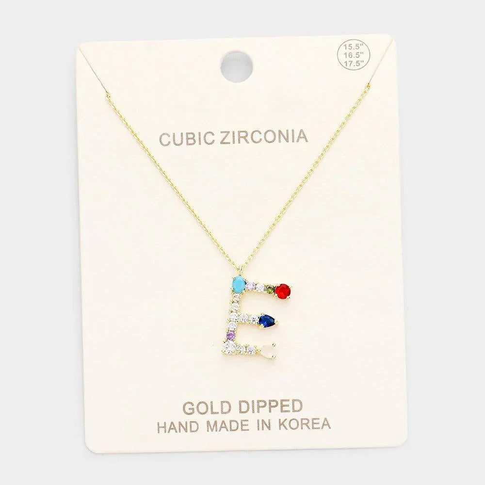 Gold Gold Dipped CZ Letter E Pendant Necklace - Jewelry Store by Erik Rayo