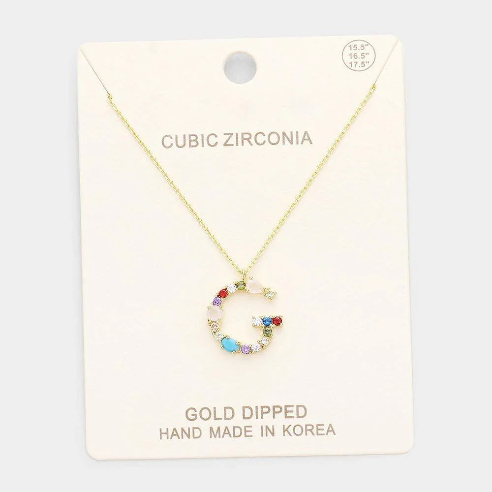 Gold Gold Dipped CZ Letter G Pendant Necklace - Jewelry Store by Erik Rayo