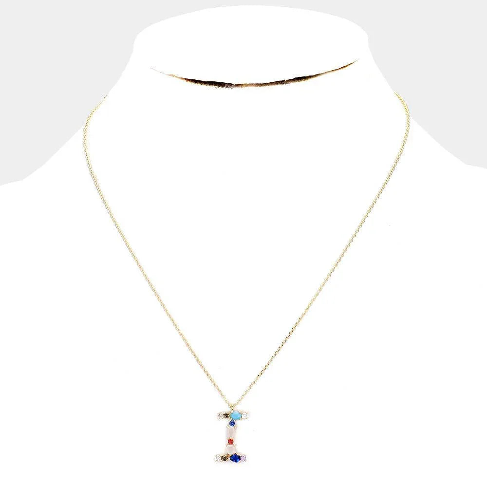 Gold Gold Dipped CZ Letter I Pendant Necklace - Jewelry Store by Erik Rayo