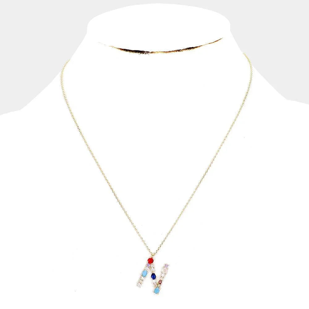 Gold Gold Dipped CZ Letter N Pendant Necklace - Jewelry Store by Erik Rayo