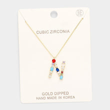 Load image into Gallery viewer, Gold Gold Dipped CZ Letter N Pendant Necklace
