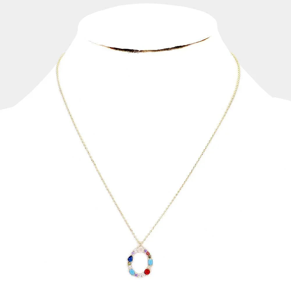 Gold Gold Dipped CZ Letter O Pendant Necklace - Jewelry Store by Erik Rayo