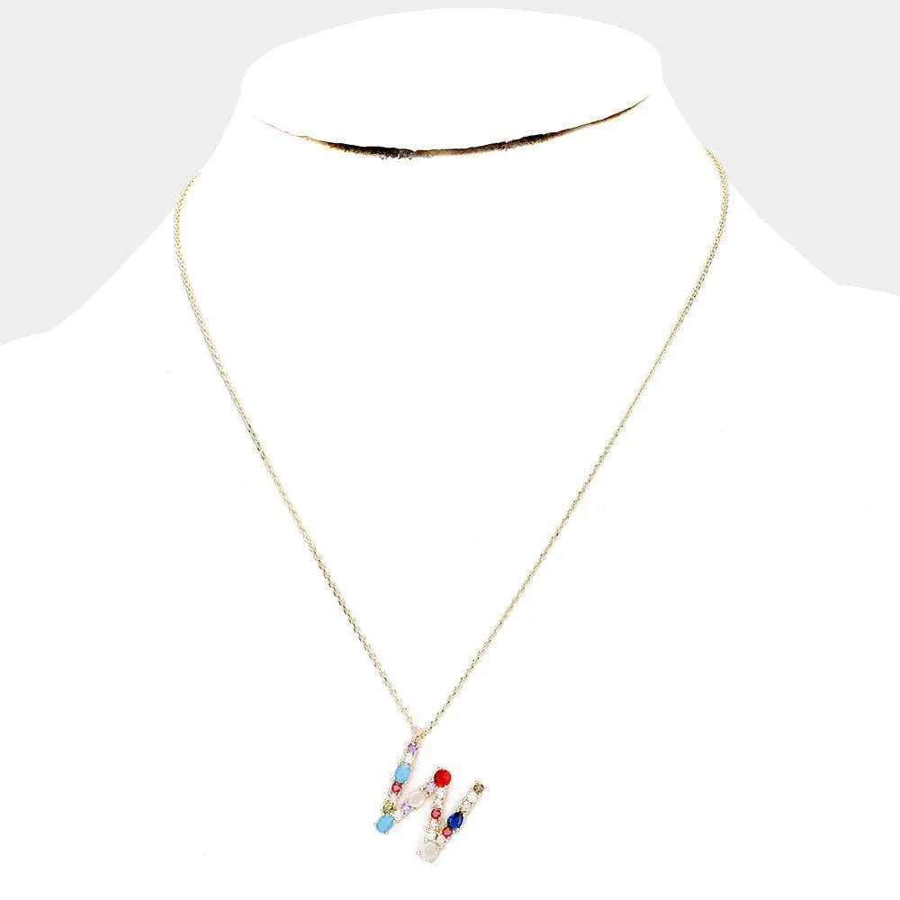 Gold Gold Dipped CZ Letter W Pendant Necklace - Jewelry Store by Erik Rayo