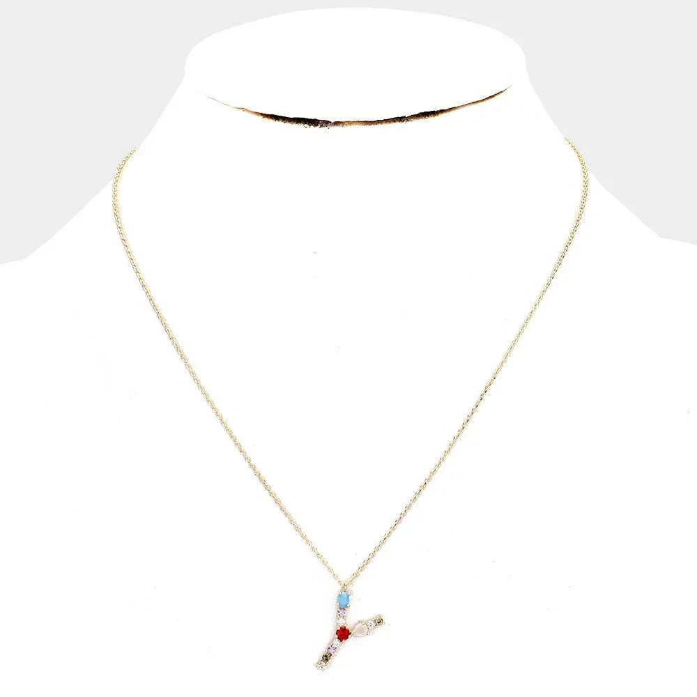Gold Gold Dipped CZ Letter Y Pendant Necklace - Jewelry Store by Erik Rayo