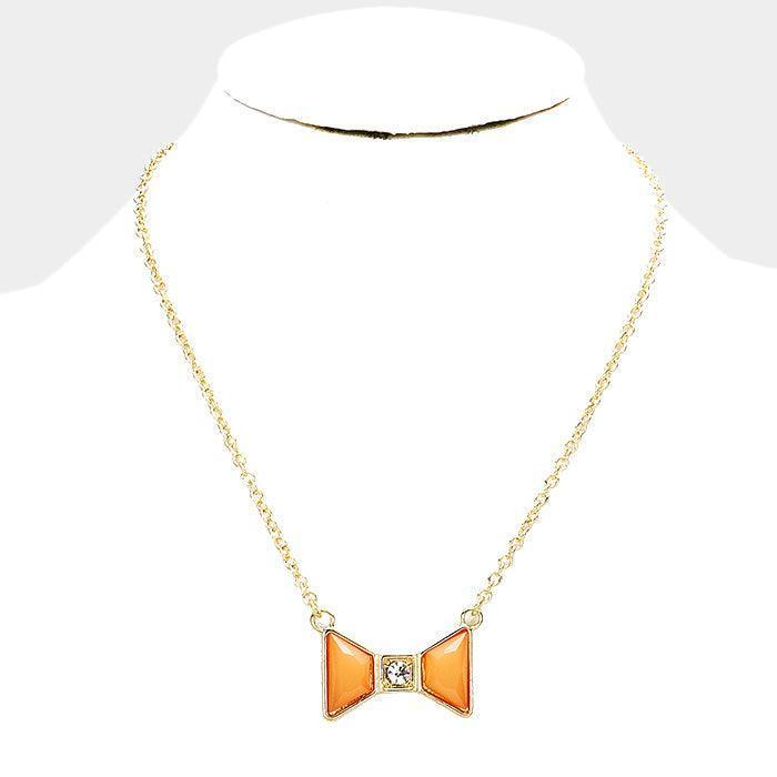 Peach Stone Bow Pendant Necklace - Jewelry Store by Erik Rayo