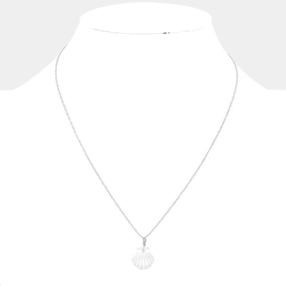 Brass Metal Mother of Pearl Shell Pendant Necklace - Jewelry Store by Erik Rayo