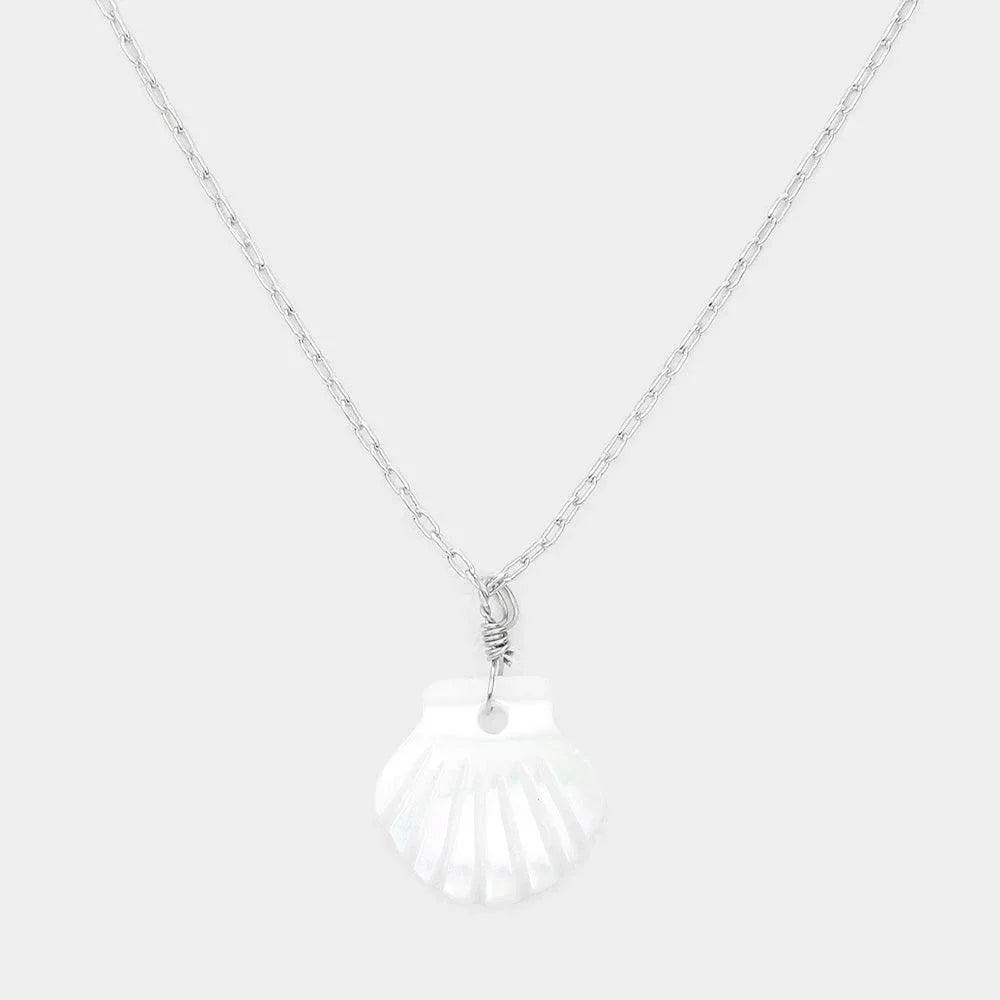 Brass Metal Mother of Pearl Shell Pendant Necklace - Jewelry Store by Erik Rayo