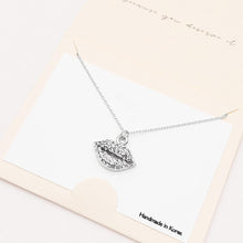 Load image into Gallery viewer, Silver Rhinestone Embellished Lips Pendant Necklace
