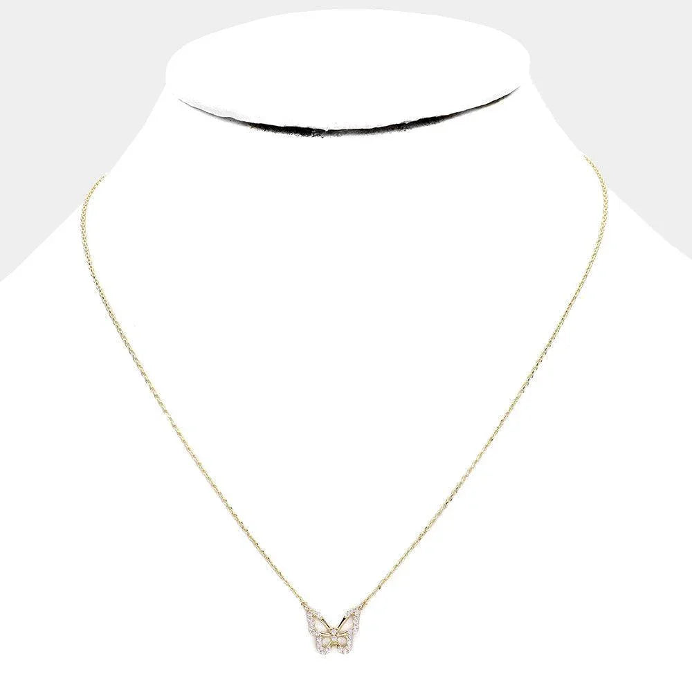 Gold Gold Dipped CZ Butterfly Pendant Necklace - Jewelry Store by Erik Rayo